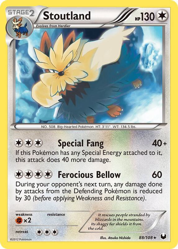 Stoutland Pokemon card from Dark Explorers