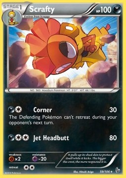 Scrafty Pokemon card from Flashfire