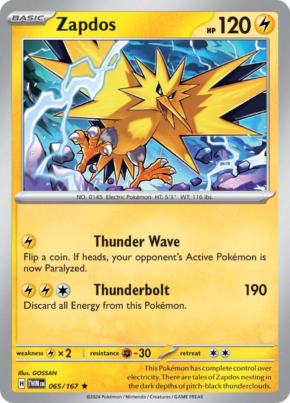 Zapdos Pokemon card from SV06: Twilight Masquerade