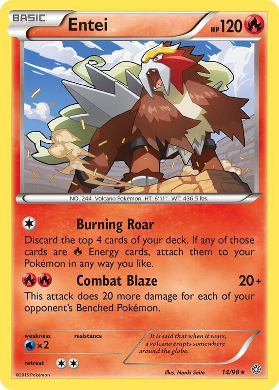 Entei (14) Pokemon card from XY - Ancient Origins