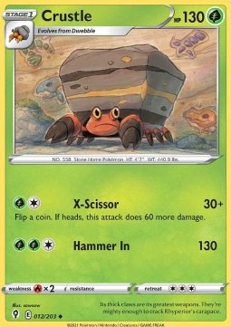 Crustle Pokemon card from Evolving Skies