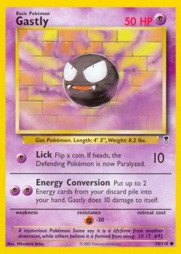 Gastly Pokemon card from Legendary Collection