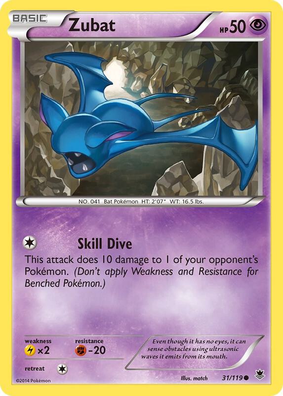 Zubat Pokemon card from XY - Phantom Forces
