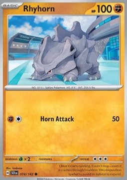 Rhyhorn Pokemon card from Stellar Crown