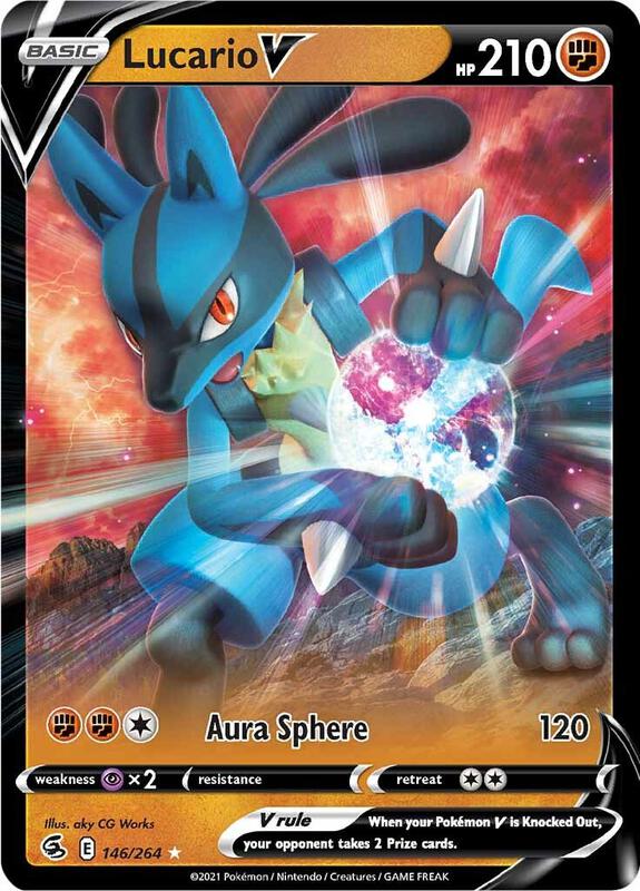 Lucario V Pokemon card from SWSH08: Fusion Strike