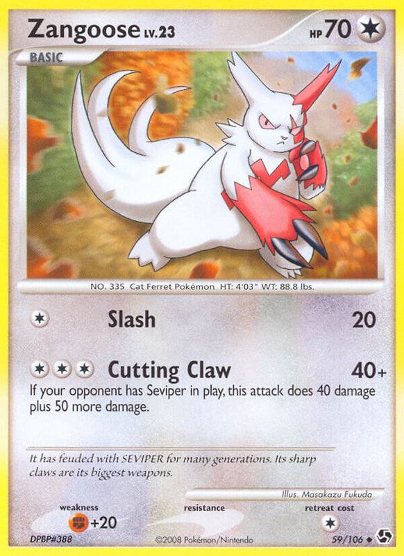 Zangoose Pokemon card from Great Encounters