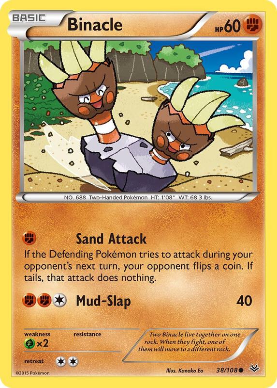 Binacle Pokemon card from XY - Roaring Skies
