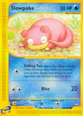 Slowpoke Pokemon card from Aquapolis