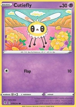 Cutiefly Pokemon card from Evolving Skies