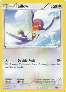 Taillow Pokemon card from XY Trainer Kit: Pikachu Libre & Suicune