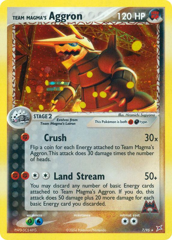 Team Magma's Aggron Pokemon card from Team Magma vs Team Aqua