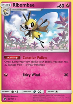 Ribombee Pokemon card from Sun Moon