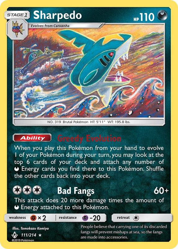 Sharpedo Pokemon card from SM - Unbroken Bonds