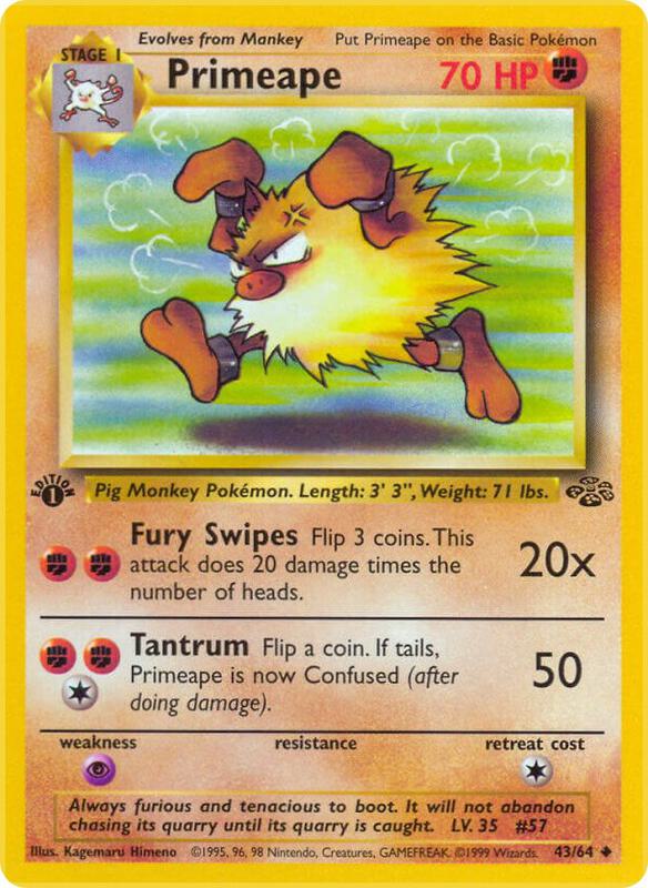Primeape Pokemon card from Jungle