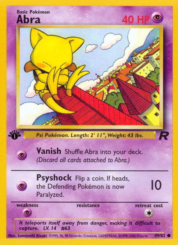 Abra Pokemon card from Team Rocket