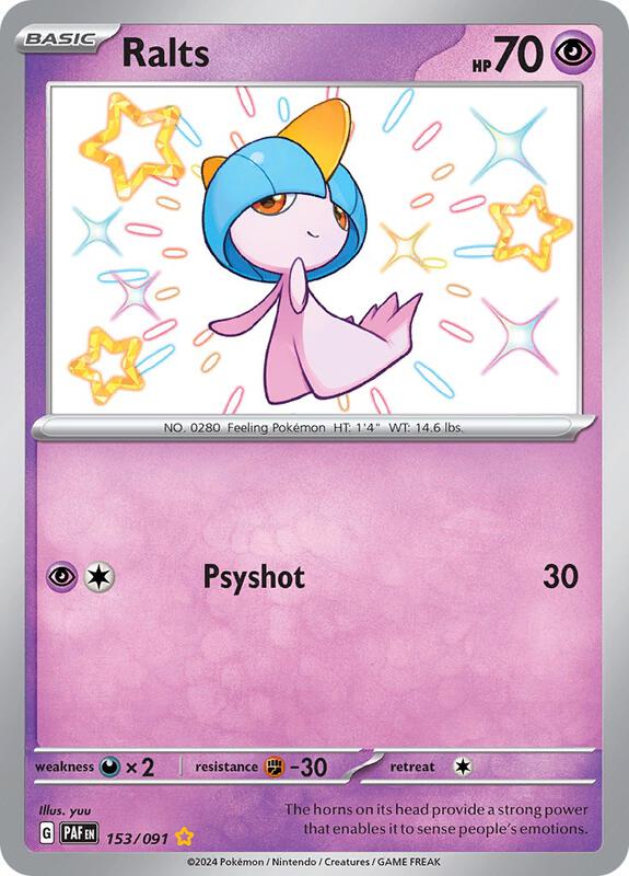 Ralts Pokemon card from SV: Paldean Fates