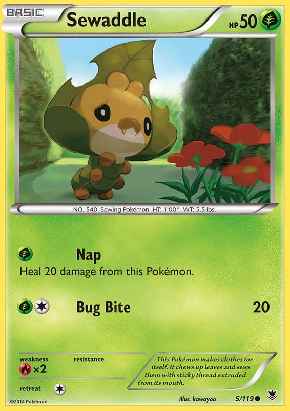 Sewaddle Pokemon card from XY - Phantom Forces