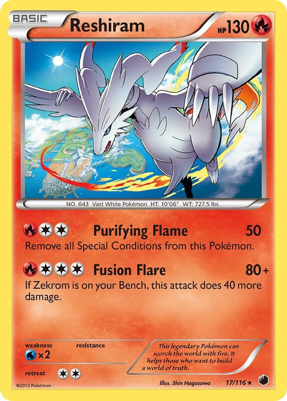 Reshiram Pokemon card from Plasma Freeze