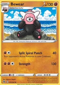 Bewear Pokemon card from Fusion Strike