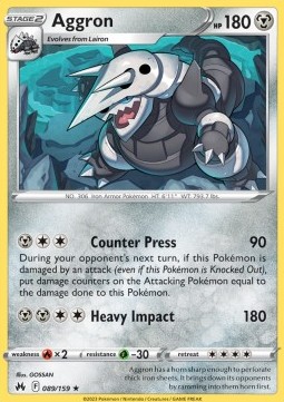 Aggron Pokemon card from Crown Zenith