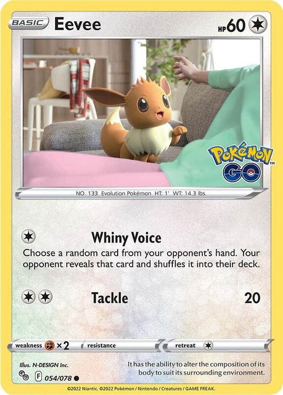 Eevee Pokemon card from Pokemon GO