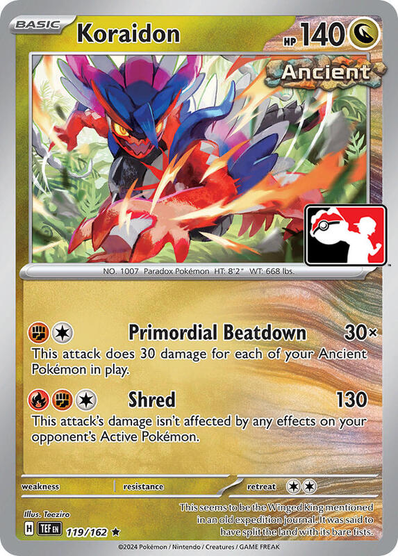 Koraidon Pokemon card from Prize Pack Series Cards