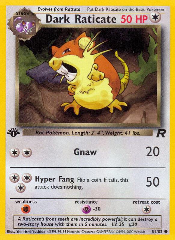 Dark Raticate Pokemon card from Team Rocket