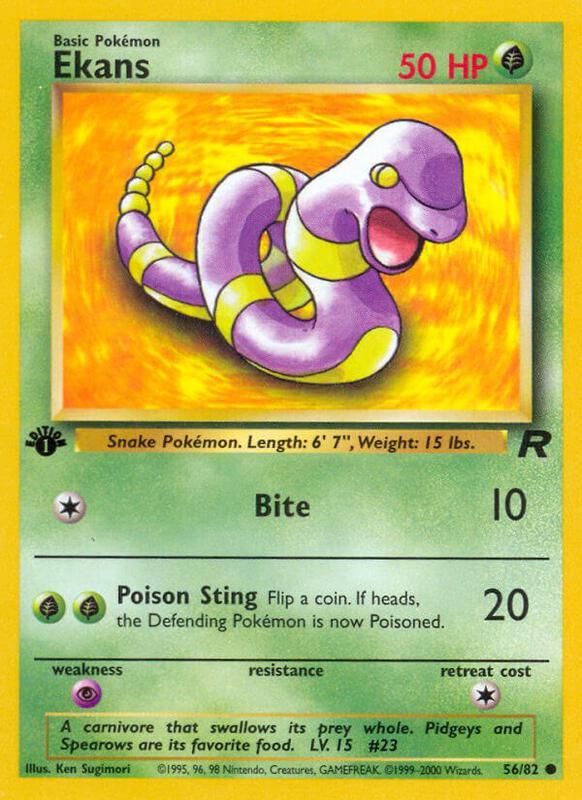 Ekans Pokemon card from Team Rocket