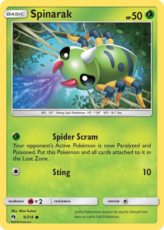 Spinarak Pokemon card from SM - Lost Thunder