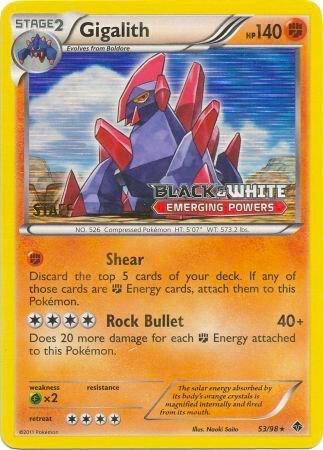 Gigalith 53/98 (Prerelease) [Staff] Pokemon card from Black and White Promos