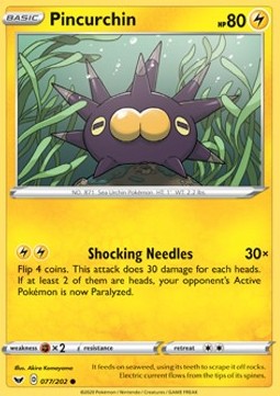 Pincurchin Pokemon card from Sword Shield