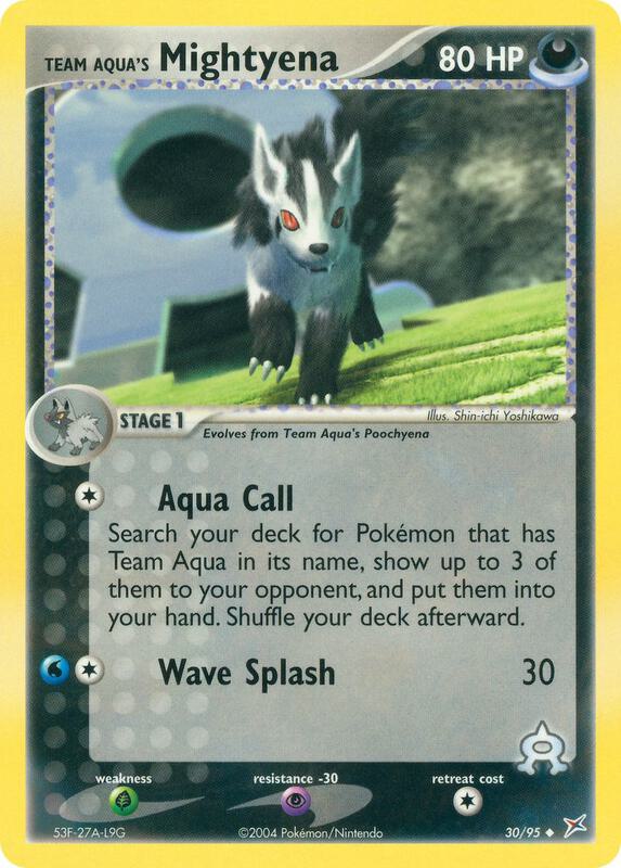 Team Aqua's Mightyena Pokemon card from Team Magma vs Team Aqua