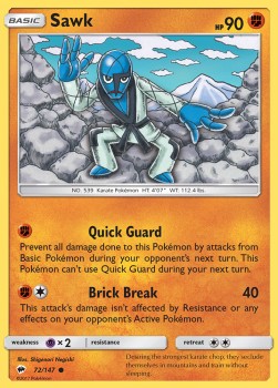 Sawk Pokemon card from Burning Shadows