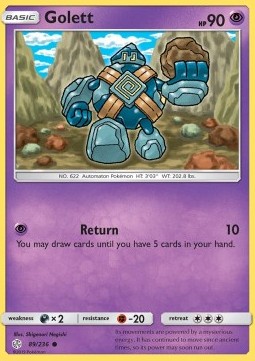 Golett Pokemon card from Cosmic Eclipse