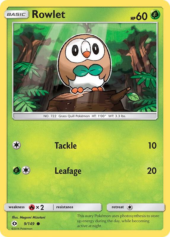Rowlet Pokemon card from SM Base Set