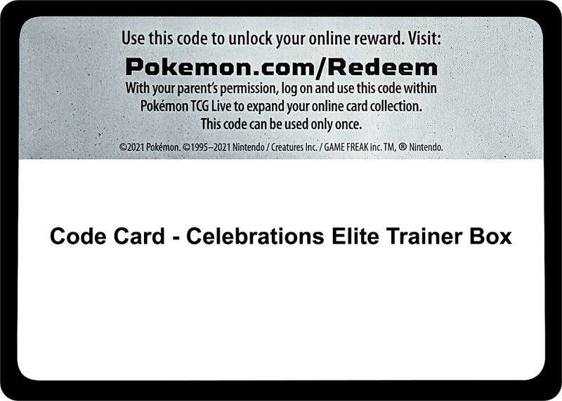 Code Card - Celebrations Elite Trainer Box Pokemon card from Celebrations