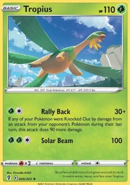 Tropius Pokemon card from Evolving Skies