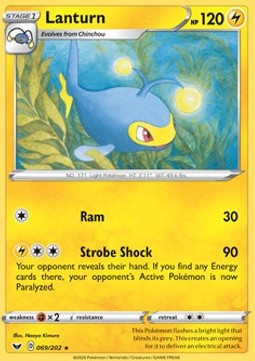 Lanturn Pokemon card from Sword Shield