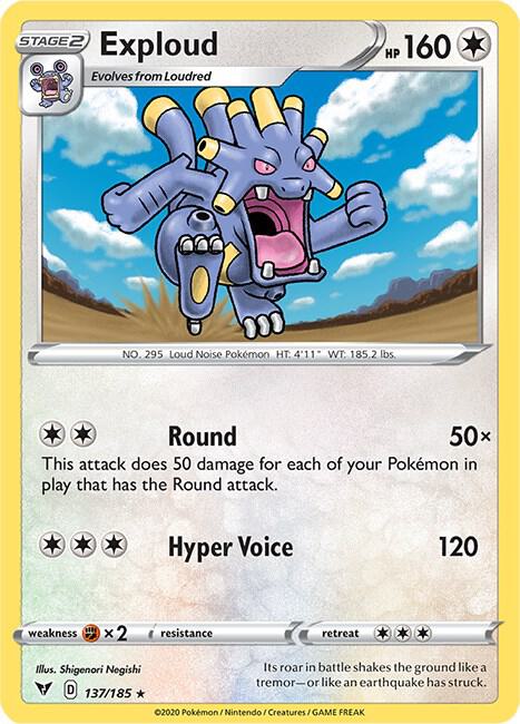 Exploud Pokemon card from SWSH04: Vivid