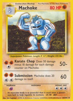 Machoke Pokemon card from Base Set