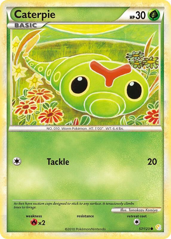 Caterpie Pokemon card from HeartGold SoulSilver