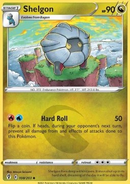 Shelgon Pokemon card from Evolving Skies