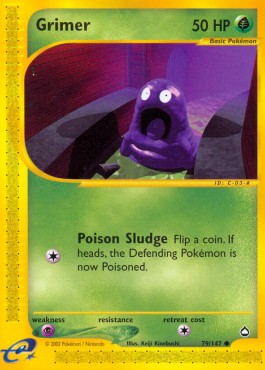 Grimer Pokemon card from Aquapolis