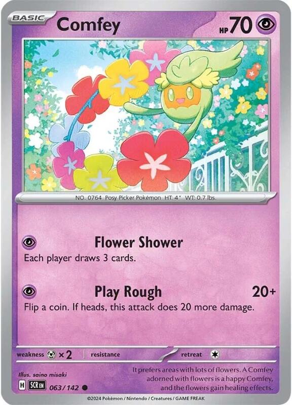 Comfey Pokemon card from SV07: Stellar Crown