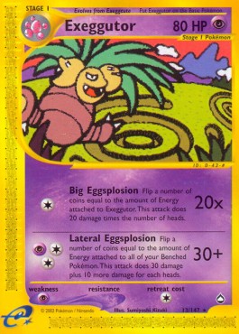 Exeggutor Pokemon card from Aquapolis