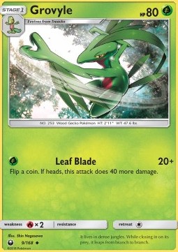 Grovyle Pokemon card from Celestial Storm