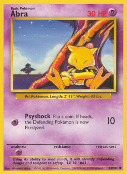 Abra Pokemon card from Base Set