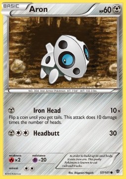 Aron Pokemon card from Plasma Blast