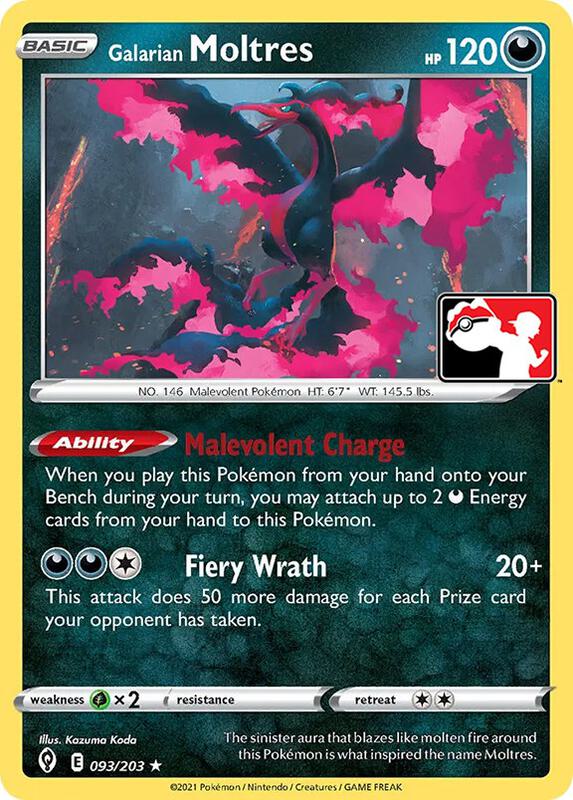 Galarian Moltres Pokemon card from Prize Pack Series Cards