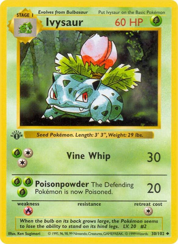 Ivysaur Pokemon card from Base Set (Shadowless)